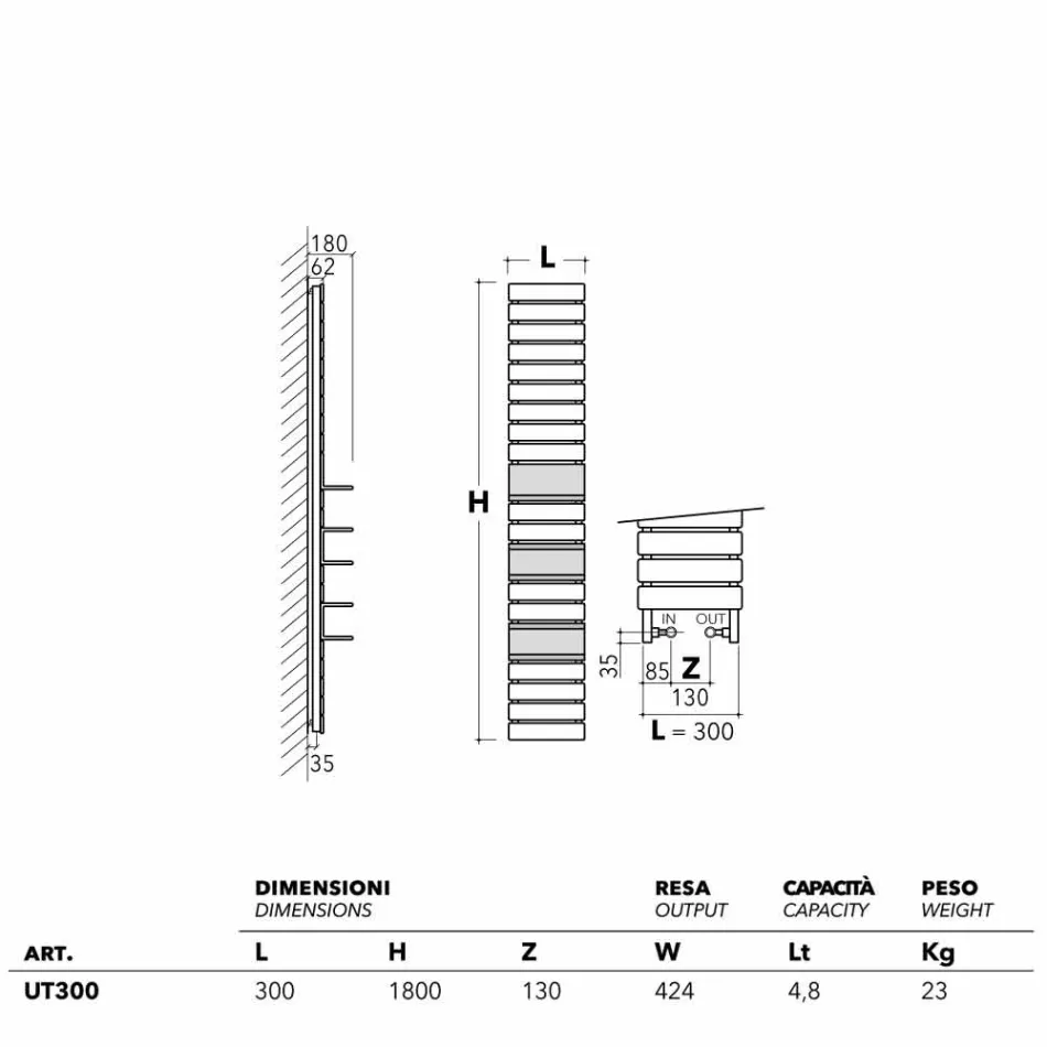 Hydraulische Termoarredo Stahl, Eiche Regale, transporter Scirocco H Viadurini