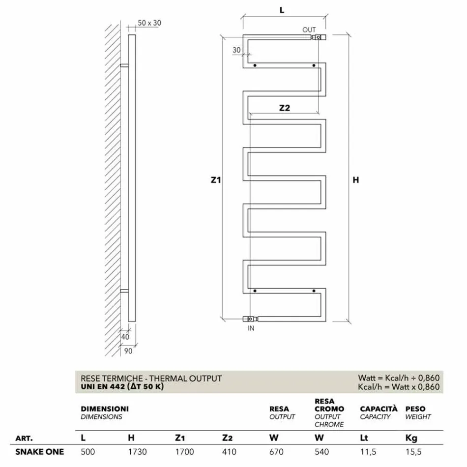 Hydraulische Vertikalstrahler Design Schlange von Scirocco H Viadurini