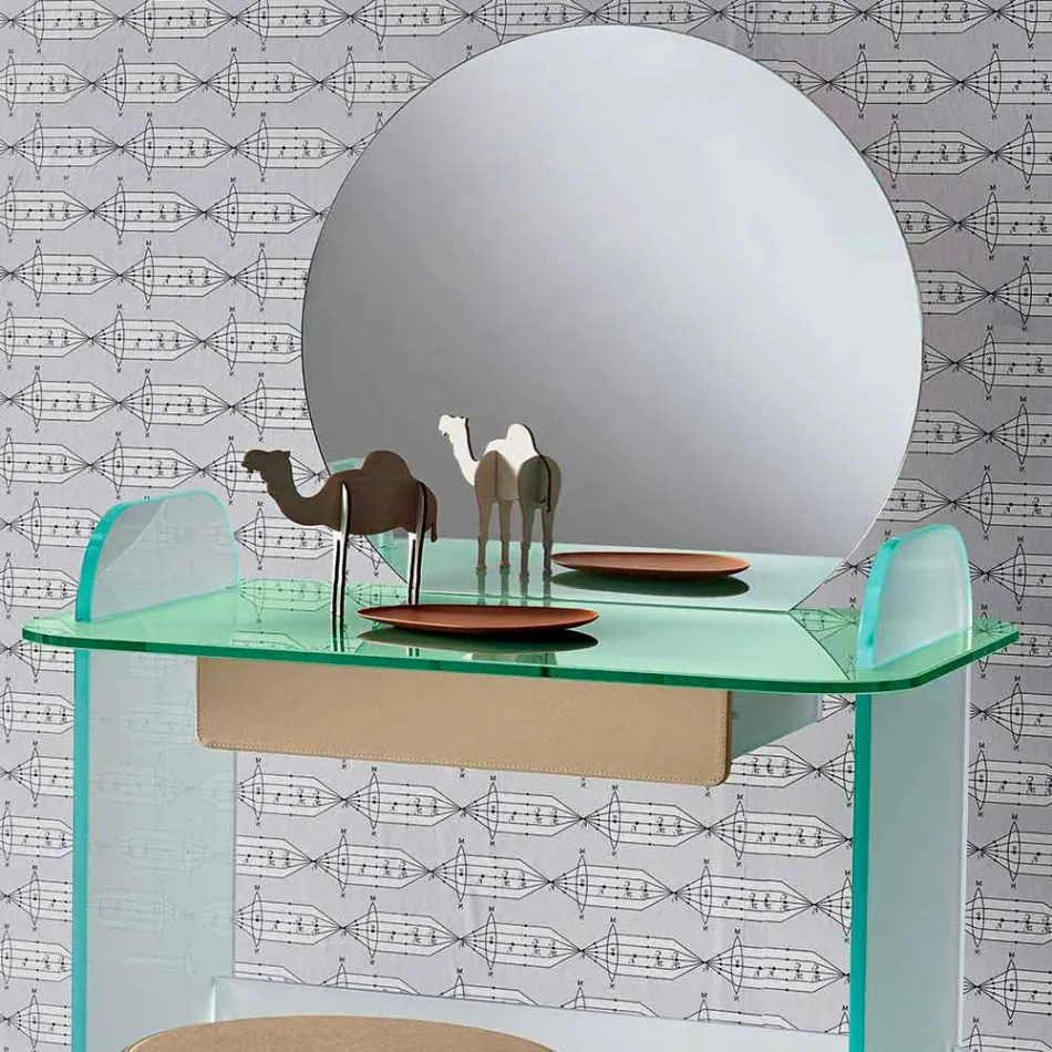 Schminktisch mit Spiegel und Glasschublade 3 Ausführungen - Salvie Viadurini