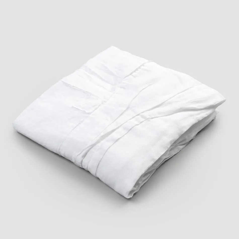 Weiße Leinentischdecke mit italienischem Luxus-Plisseerand – Tippel Viadurini