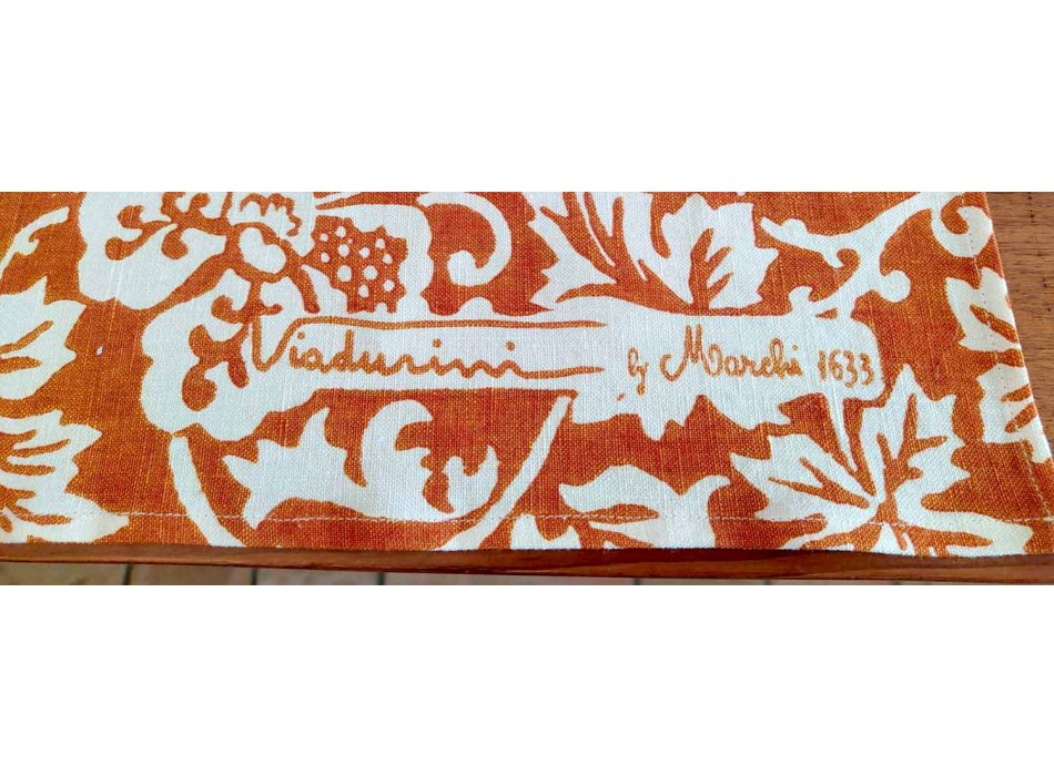 Tischdecke aus italienischem Handwerk 100% Leinen mit Handabdruck Einzigartiges Kunstwerk Viadurini