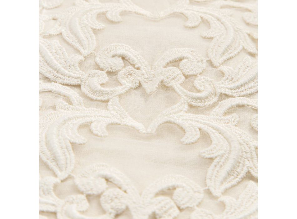 Weiße oder butterfarbene Leinentischdecke mit rechteckigem Design aus Farnese-Spitze – Kippel Viadurini