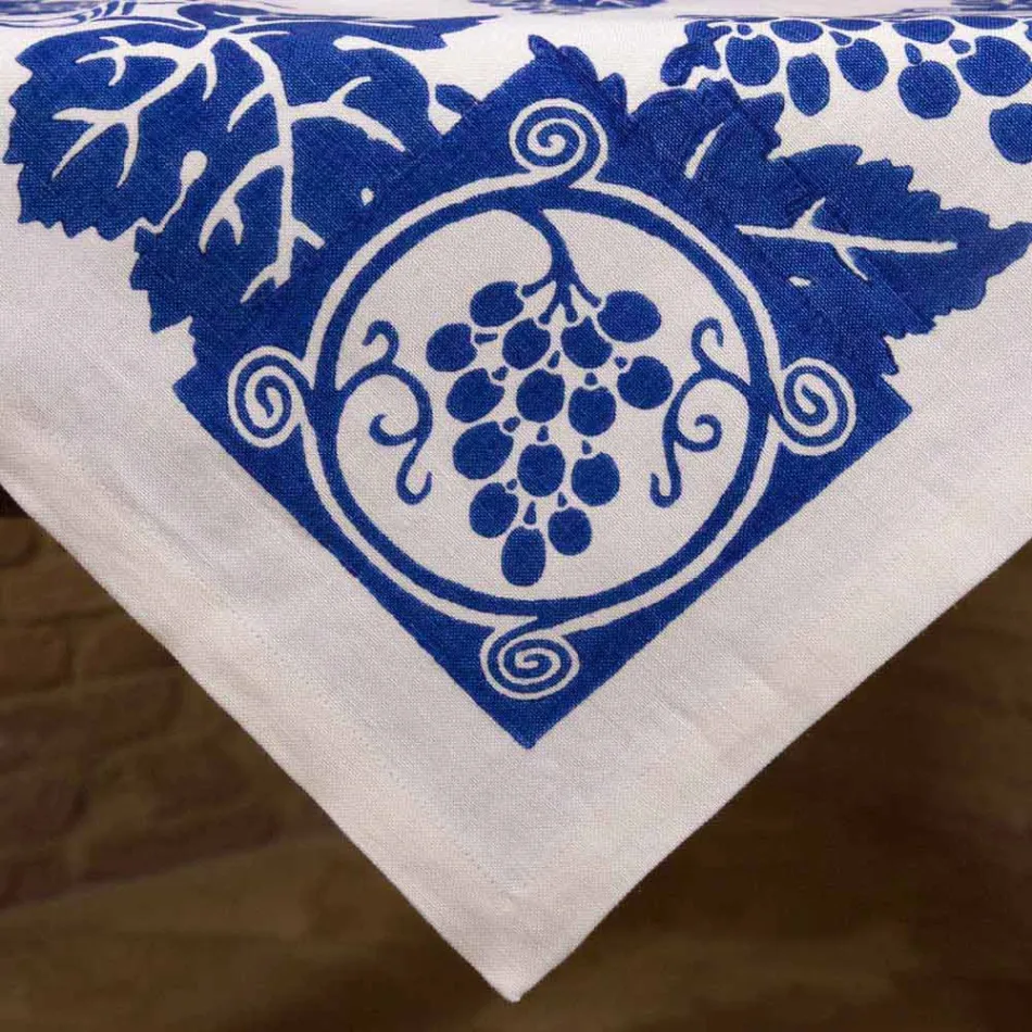 Hochkünstlerische Leinentischdecke mit italienischem Kunsthanddruck - Marken Viadurini