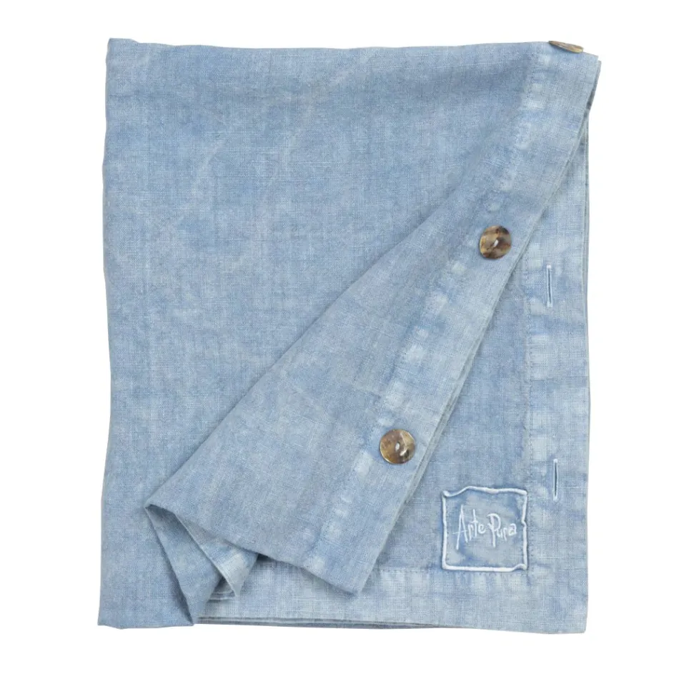 Rechteckige Leinentischdecke mit Knopflöchern und 10 Knöpfen, luxuriös – mediterran Viadurini