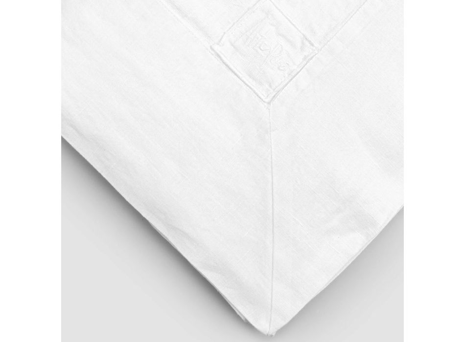 Luxuriöse weiße rechteckige Leinentischdecke mit Rahmen oder Spitze – Davinci Viadurini