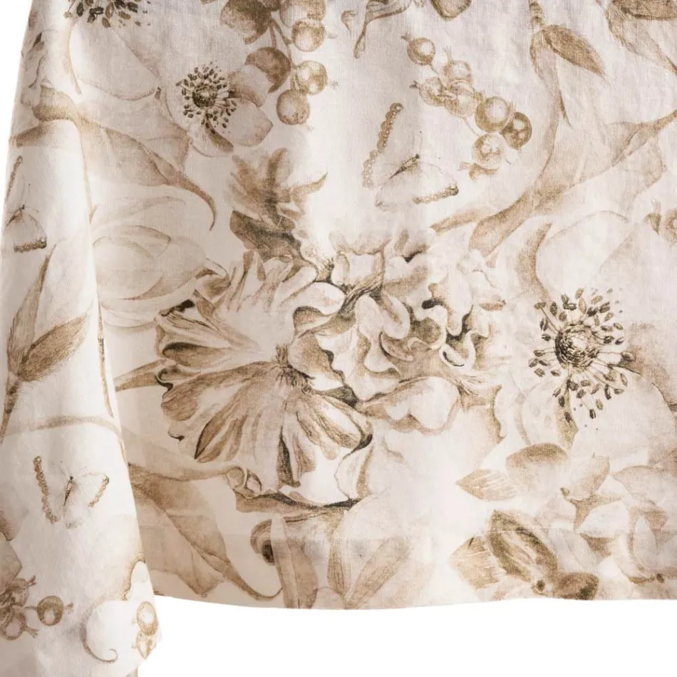 Bedruckte und waschbare Leinentischdecke mit üppigem Blumenmuster - Caress Viadurini