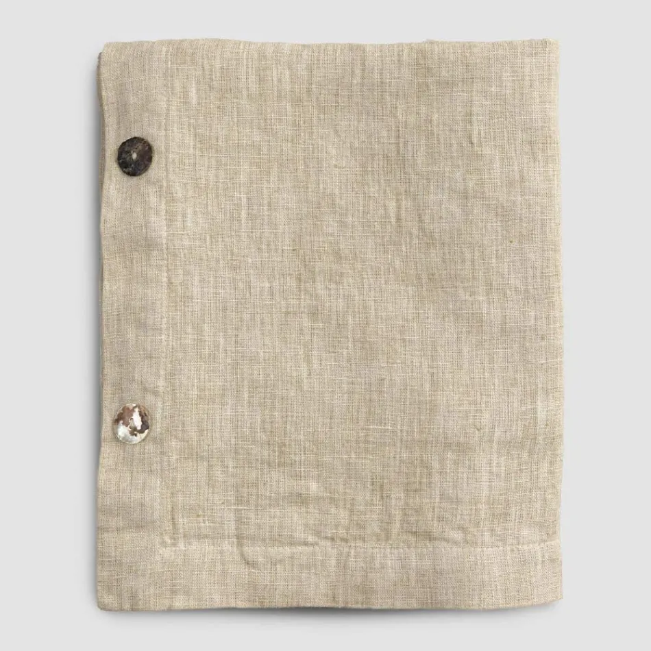 Luxuriöse modulare Tischdecke aus farbigem Leinen mit Knopflöchern und 12 Knöpfen – mediterran Viadurini