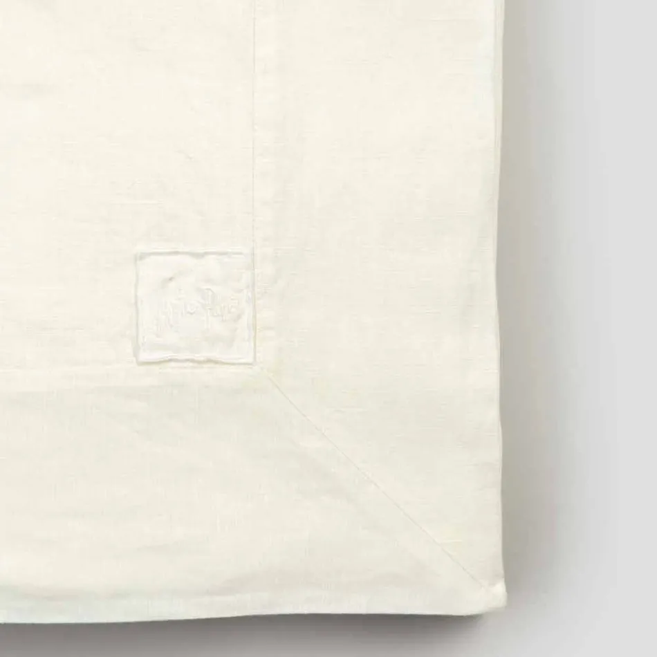 Große rechteckige schwere weiße Leinentischdecke mit gerahmten Kanten - Davinci Viadurini