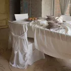 Große rechteckige schwere weiße Leinentischdecke mit gerahmten Kanten - Davinci Viadurini
