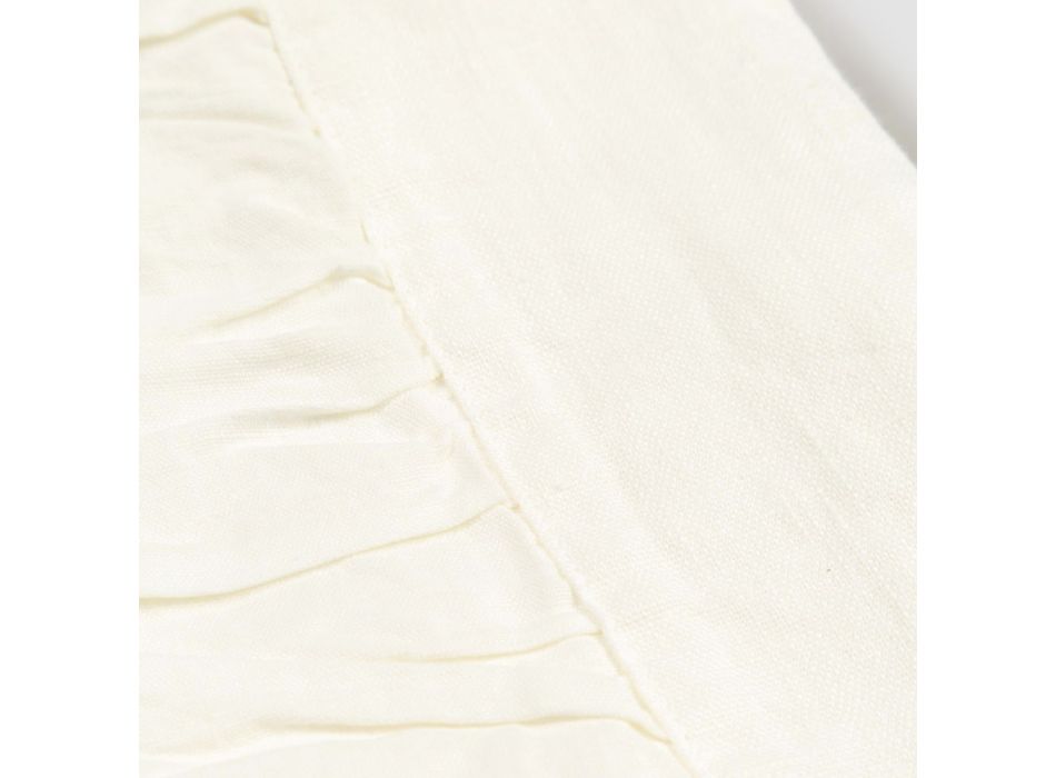 Rechteckige Tischdecke aus weißem Leinen, Rahmen und geprägter Faltkante – Mippel Viadurini