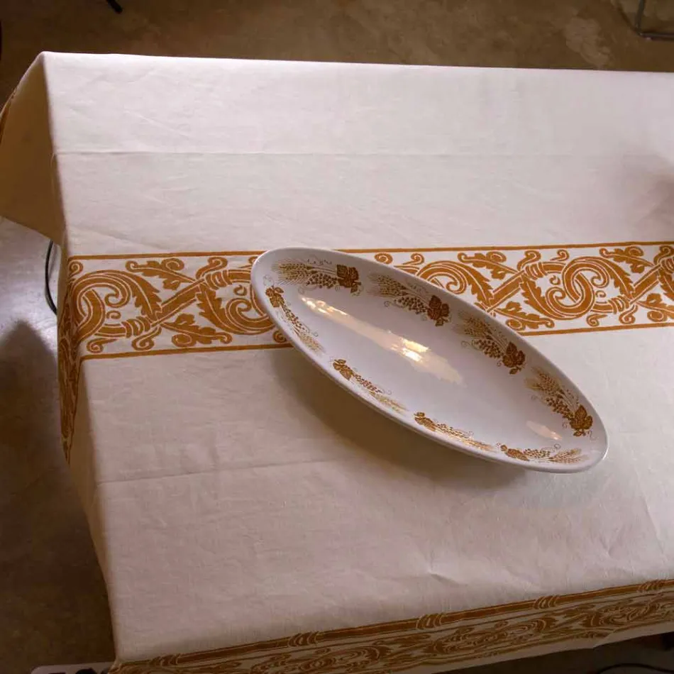 Hochwertige italienische bedruckte Tischdecke aus Baumwolle und Leinen - Marken Viadurini