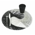 Rundes amerikanisches Tischset aus weißem und schwarzem Bast 12 Stück - Yinyang