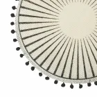 Rundes Frühstücks-Tischset aus Jute mit schwarzen Pom Poms 12 Stück - Casside Viadurini