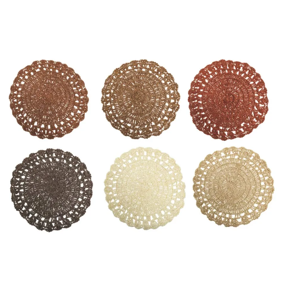 Rundes Tischset Gehäkeltes Tischset Verschiedene Farben 12 Stück - Punzolo Viadurini