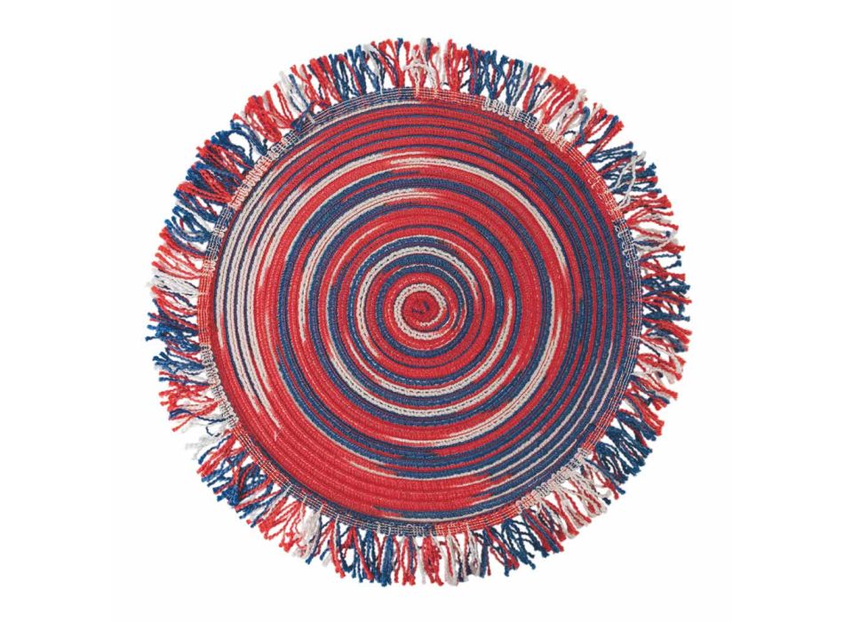 Amerikanisches rundes farbiges Polyester-Tischset mit Fransen 12 Stück - Aries Viadurini