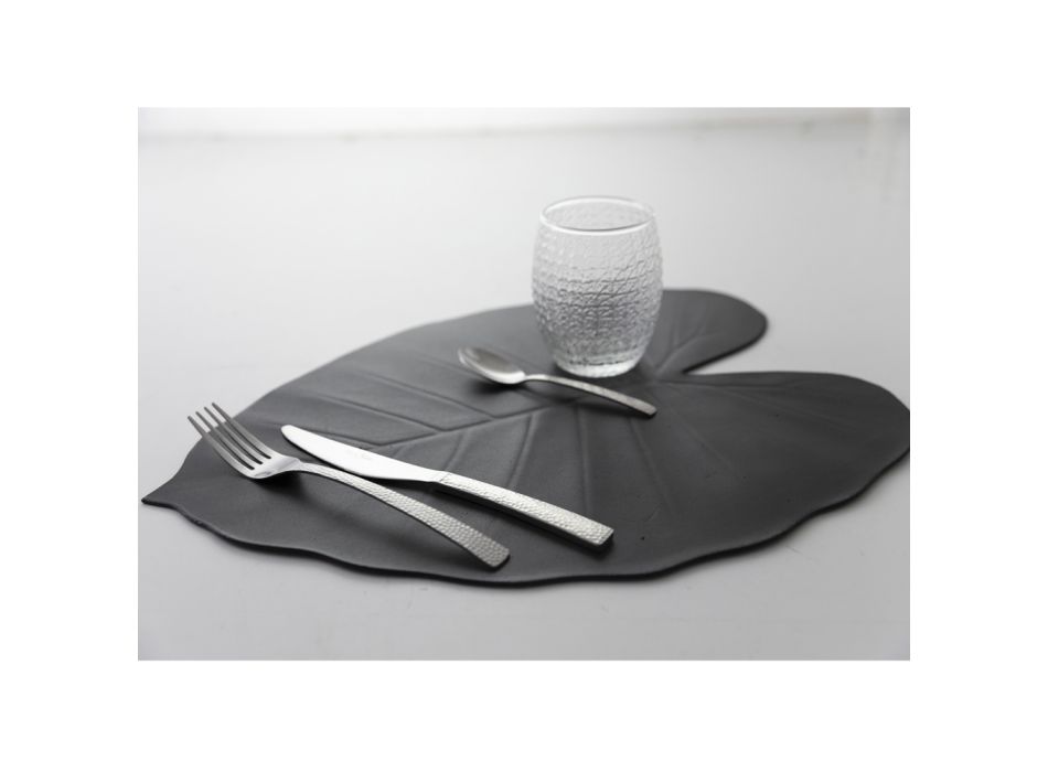 Pvc Frühstücks-Tischsets sortierte grüne oder schwarze Blätter 12 Stück - Esther Viadurini