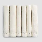 Leinenservietten mit schwarzen oder butterfarbenen Kristallen, 6 Stück, italienischer Luxus – Prezio Viadurini