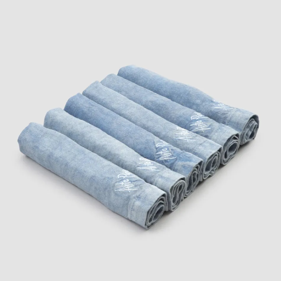 Schwere Leinenservietten mit gefaltetem Rand, verschiedene Farben, 6 Stück – Onestini Viadurini