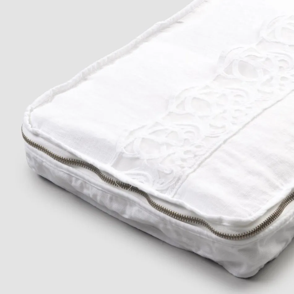 Großes Reiseetui aus Leinen mit italienischer Luxus-Sinergia-Spitze – Randall Viadurini