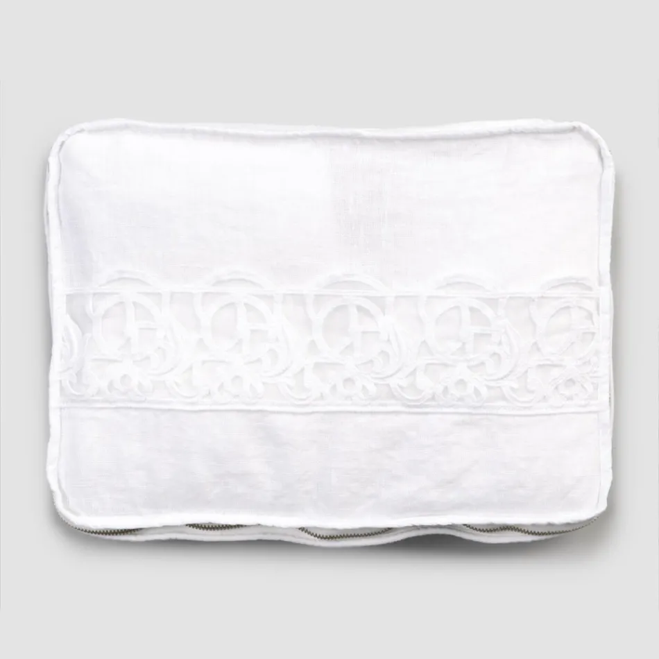 Großes Reiseetui aus Leinen mit italienischer Luxus-Sinergia-Spitze – Randall Viadurini