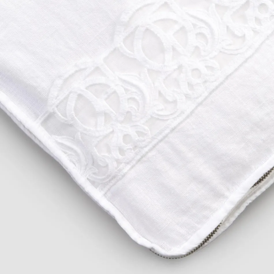 Großes Reiseetui aus Leinen mit italienischer Luxus-Sinergia-Spitze – Randall Viadurini