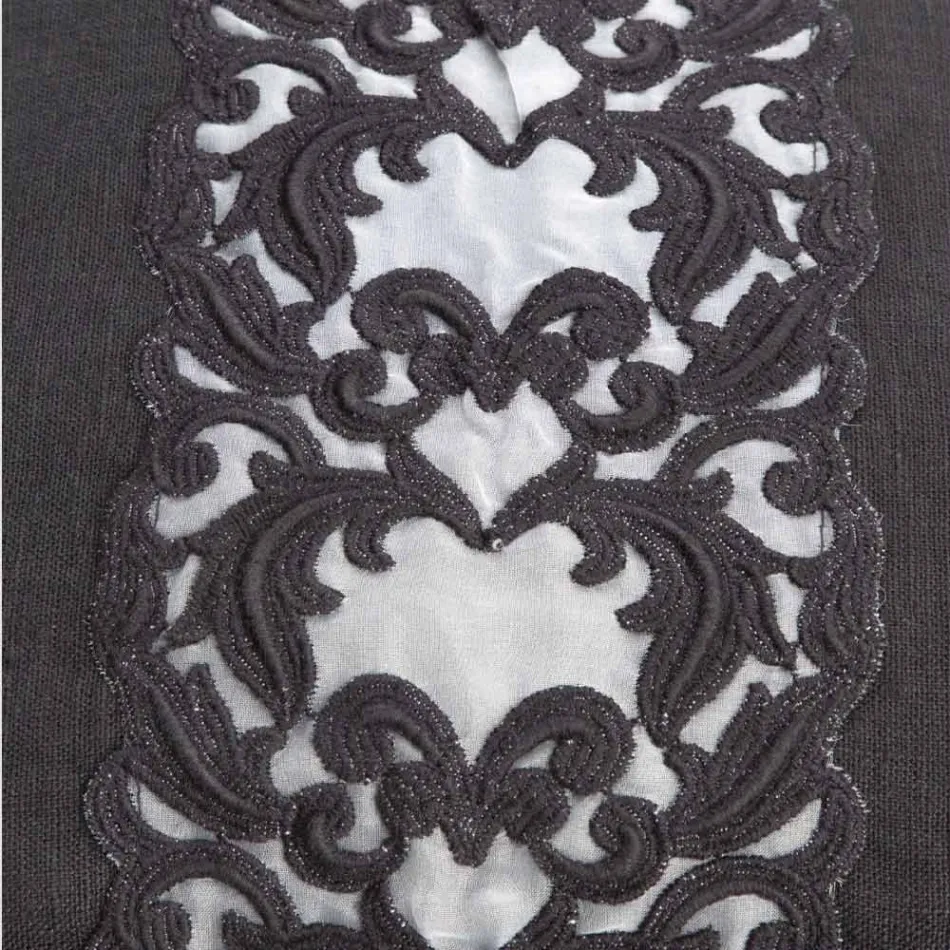 Große Kosmetiktasche aus Leinen und Baumwolle mit Farnese-Spitze und Reißverschluss, 2 Ausführungen – Mike Viadurini