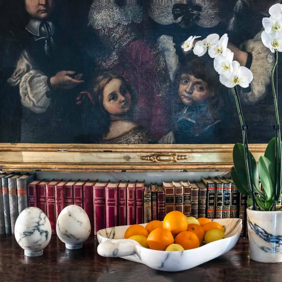 Mittleres Eierdekor aus Paonazzo-Marmor Elegantes Design Made in Italy - Olimo Viadurini