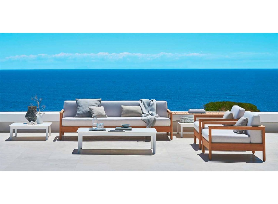 Varaschin Bali modernes 3-Sitzer-Outdoor-Sofa aus massivem Teakholz