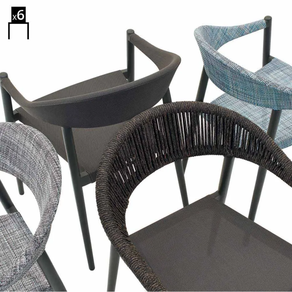 Varaschin Clever Stuhl aus modernem Design Garten, 6 Stück Viadurini