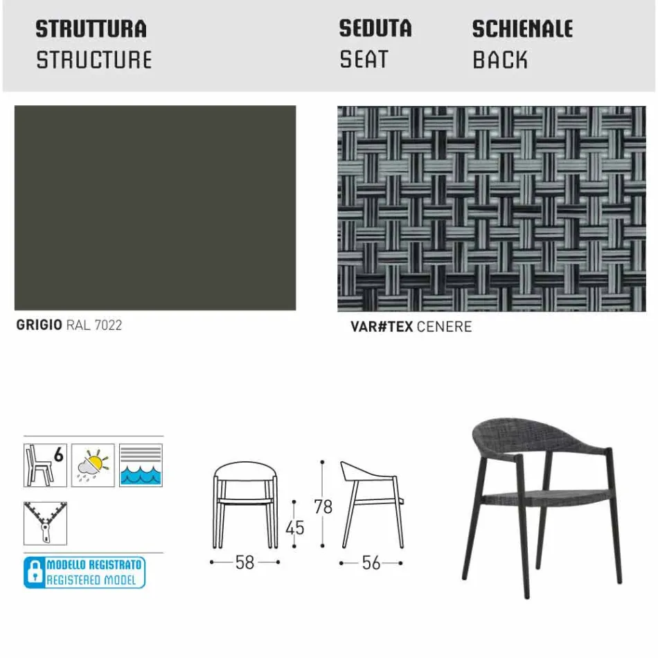 Varaschin Clever Stuhl aus modernem Design Garten, 6 Stück Viadurini