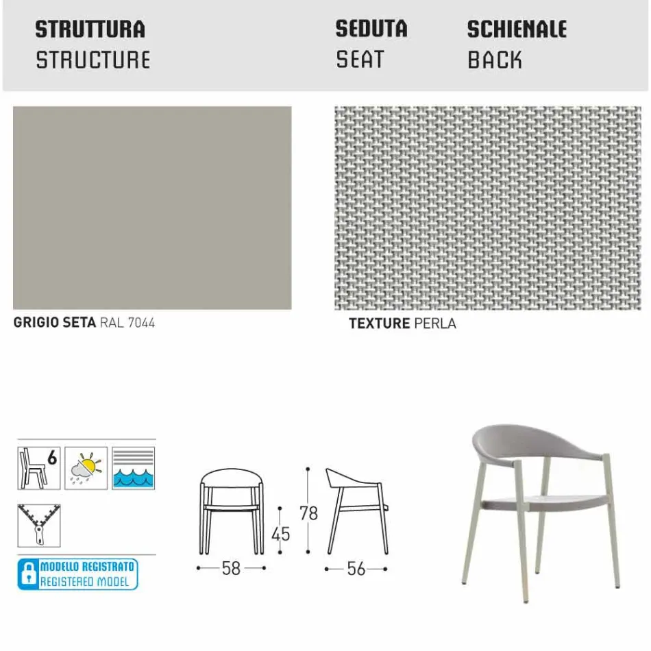 Varaschin Clever Stuhl aus modernem Design Garten, 6 Stück Viadurini