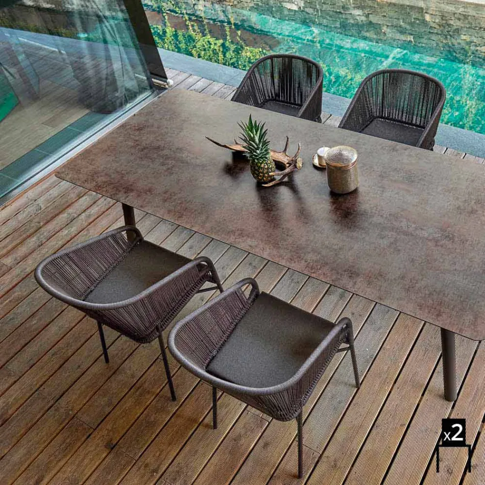 Varaschin Cricket Stuhl mit handgewebten äußeren, 2 Stück Viadurini