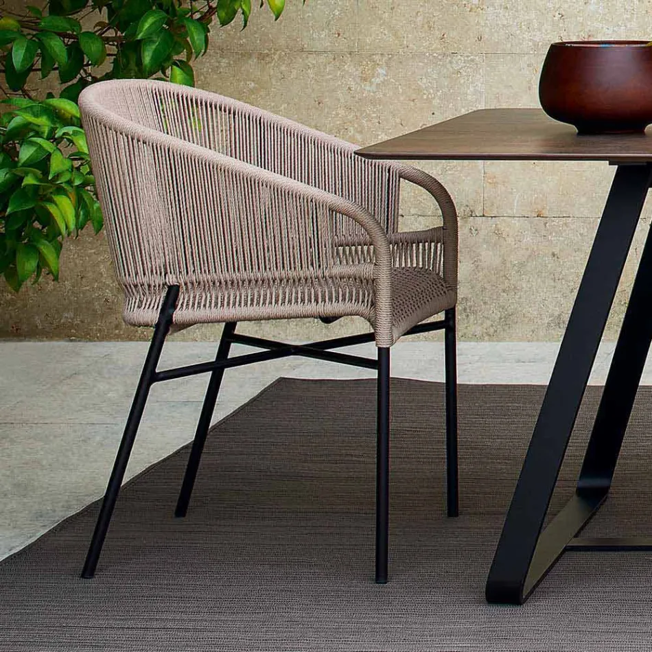 Varaschin hochwertiger Outdoor Sessel handgeflechtet 2 Teile Viadurini