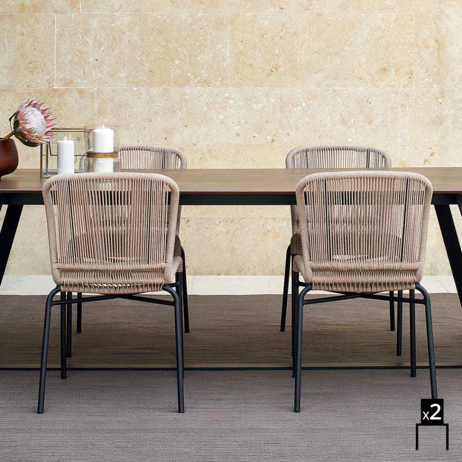 Varaschin Cricket im Freien Stuhl moderne von Hand, 2 Stück gewebt Viadurini