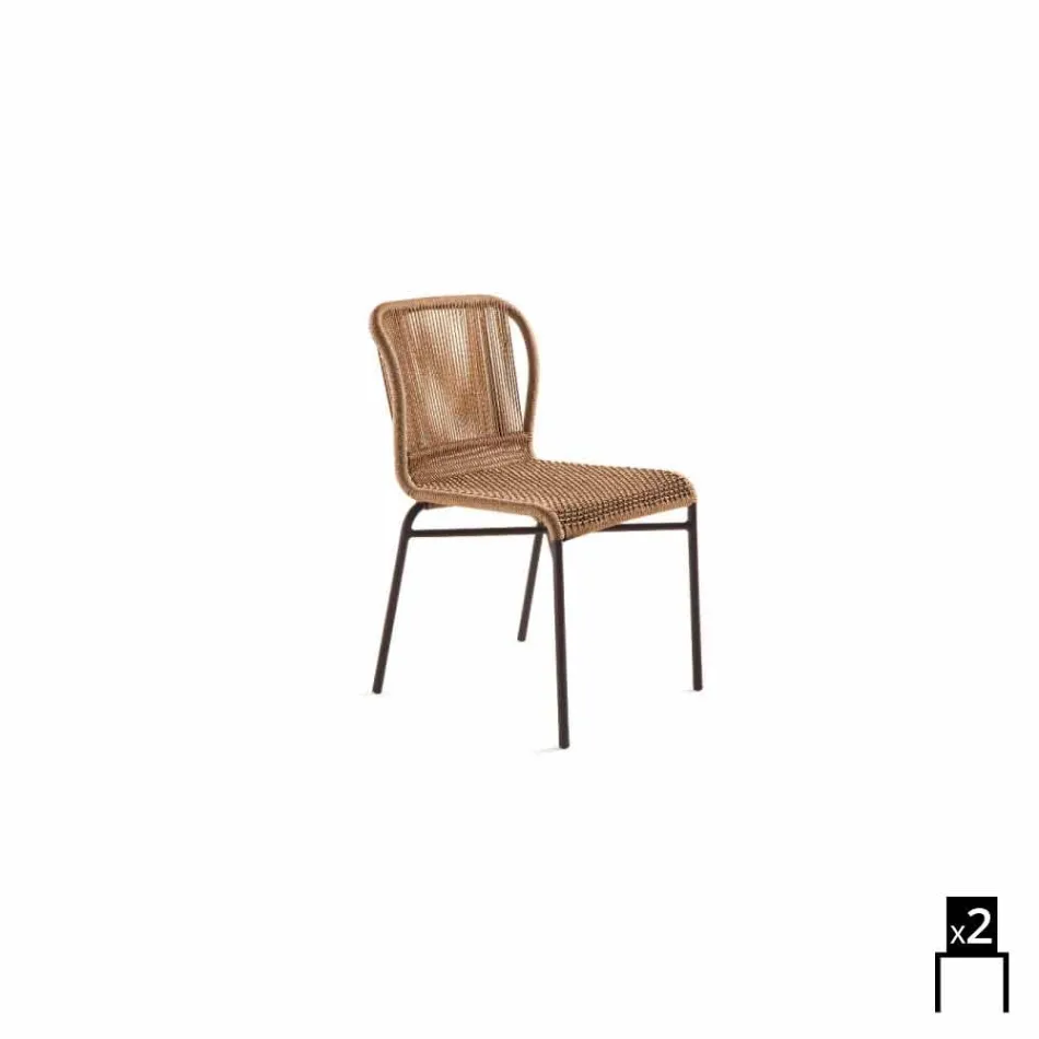 Varaschin Cricket im Freien Stuhl moderne von Hand, 2 Stück gewebt Viadurini