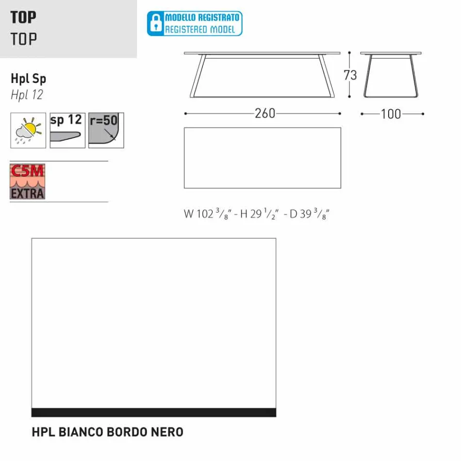 Varaschin Kolonaki Tabelle moderne Gärten in verschiedenen Größen Viadurini