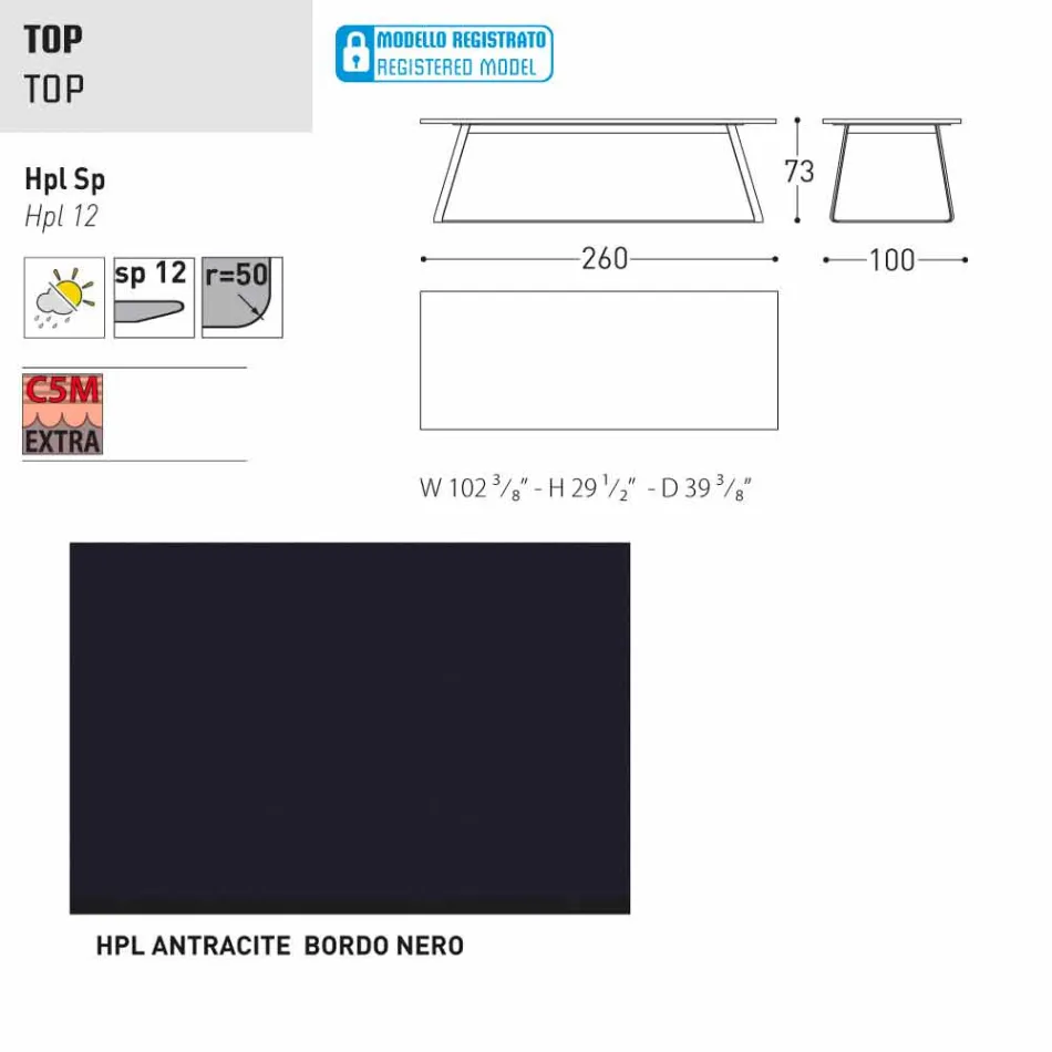 Varaschin Kolonaki Tabelle moderne Gärten in verschiedenen Größen Viadurini