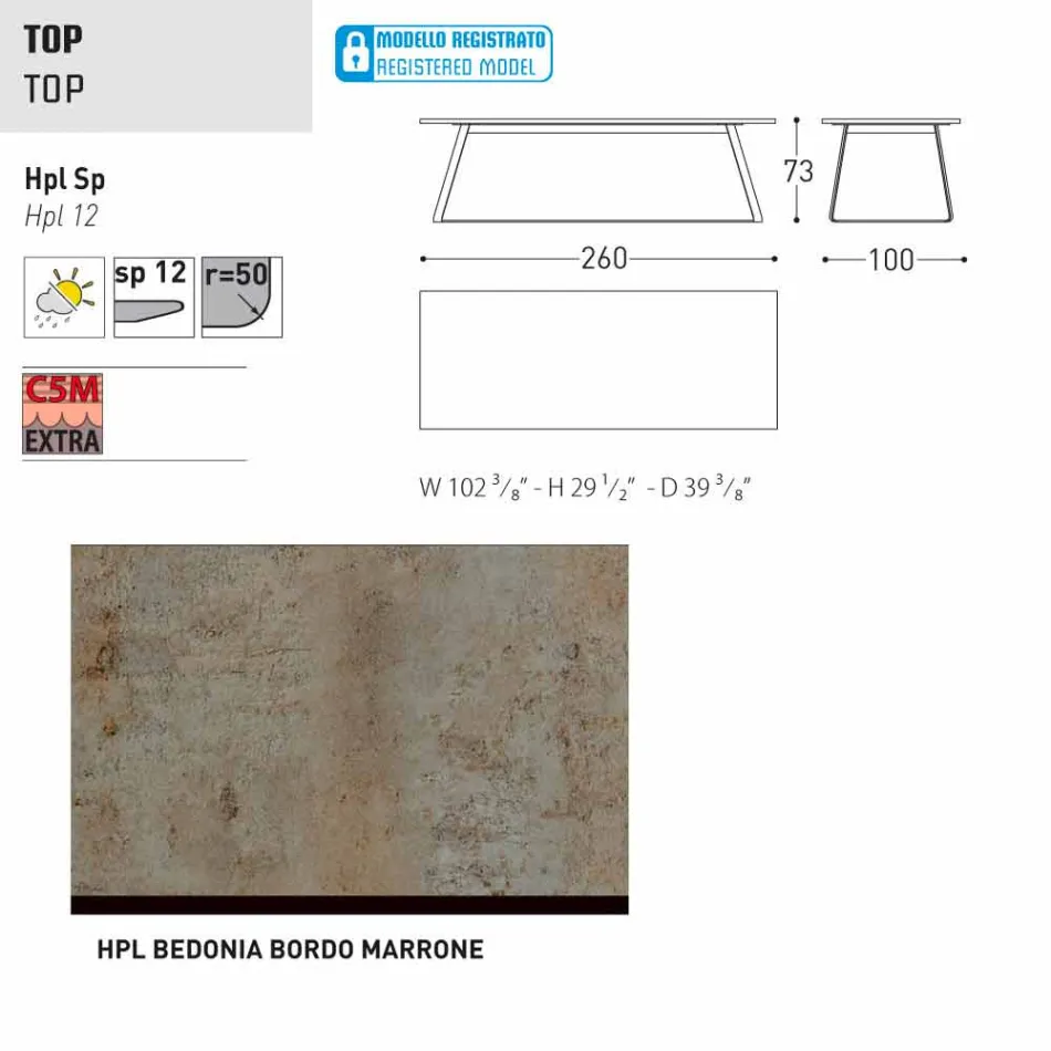Varaschin Kolonaki Tabelle moderne Gärten in verschiedenen Größen Viadurini