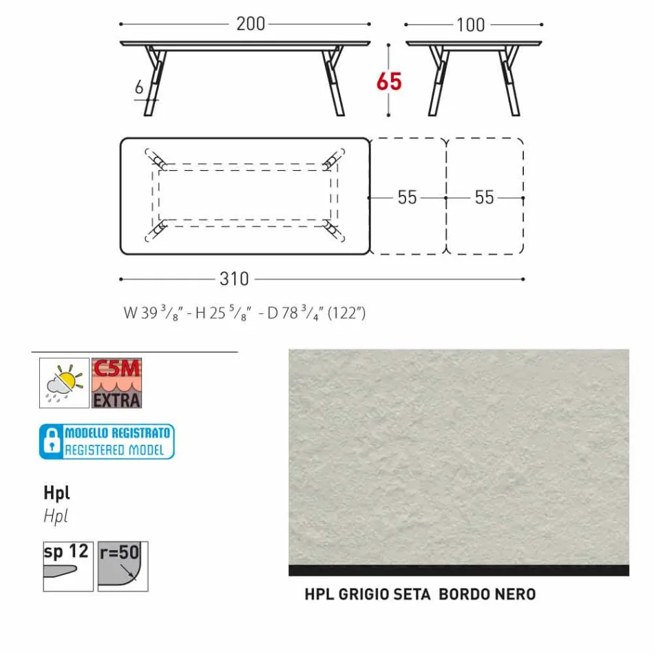 Varaschin Link-Tisch Gartentisch mit Teakholz Beinen, H65 cm Viadurini