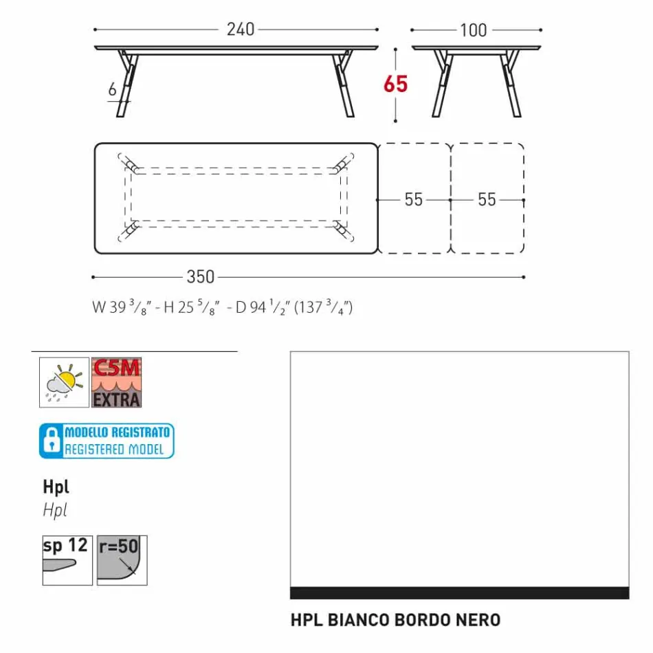 Varaschin Link-Tisch Gartentisch mit Teakholz Beinen, H65 cm Viadurini
