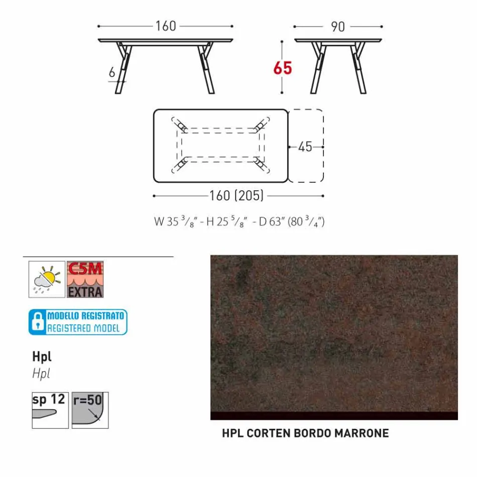 Varaschin Link-Tisch Gartentisch mit Teakholz Beinen, H65 cm Viadurini