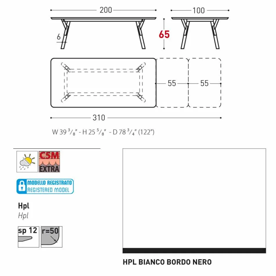 Varaschin Link-Tisch Gartentisch mit Teakholz Beinen, H65 cm Viadurini
