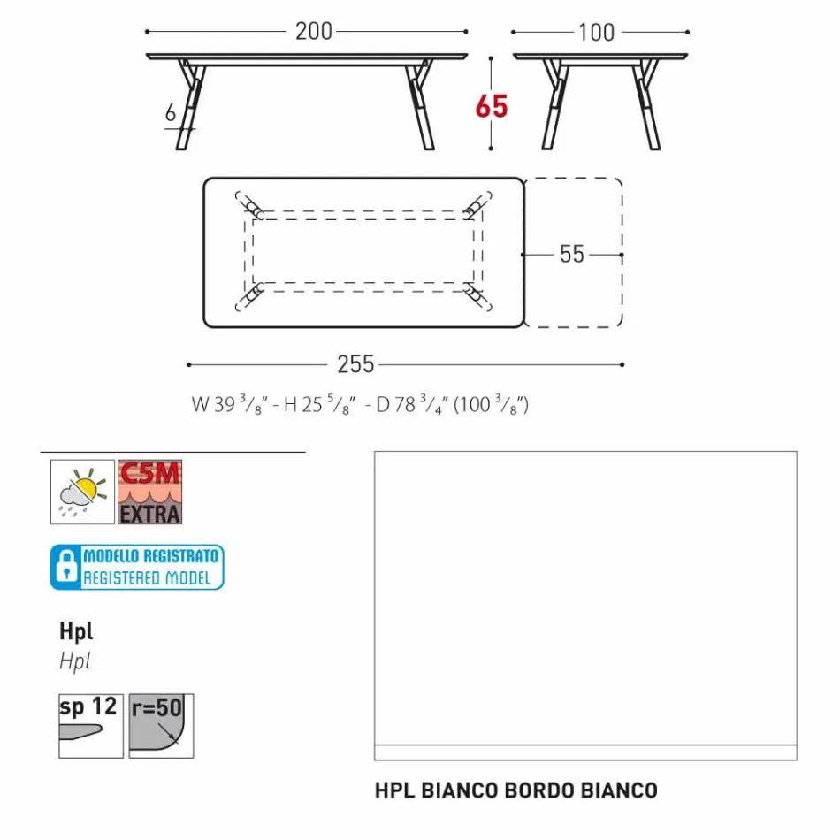 Varaschin Link-Tabelle H 65 cm Gärten erweiterbar auf bis zu 350 cm Viadurini