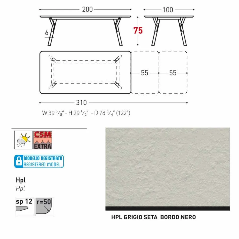 Varaschin Link-Garten Anschiebetisch mit Teakholz Beinen, H75 cm Viadurini