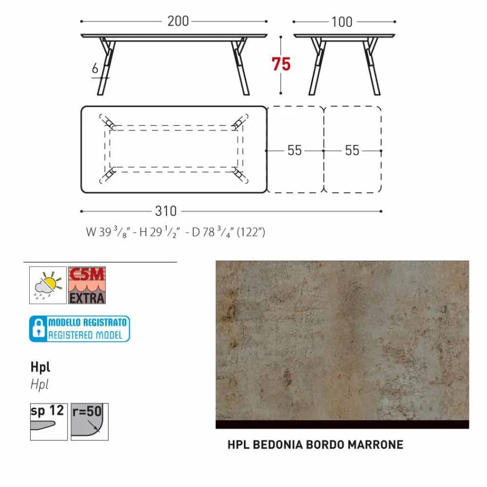 Varaschin Link-Garten Anschiebetisch mit Teakholz Beinen, H75 cm Viadurini