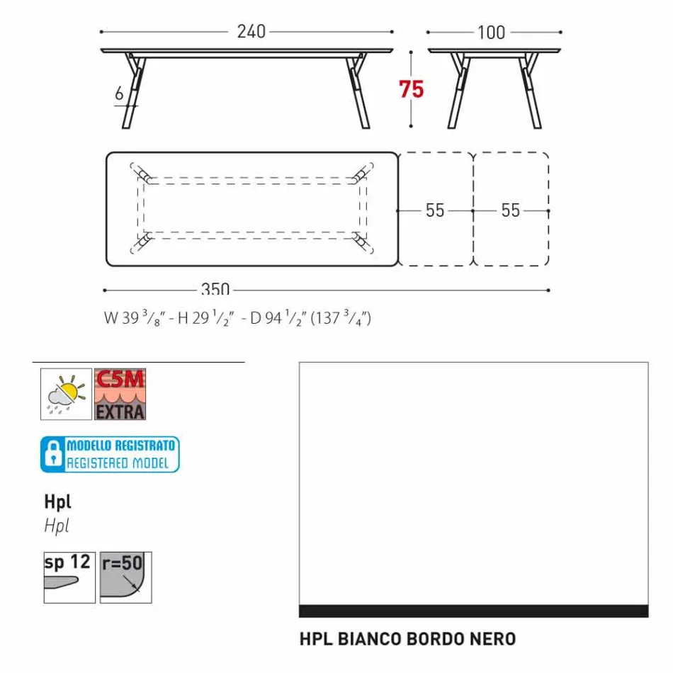 Varaschin Link-Garten Anschiebetisch mit Teakholz Beinen, H75 cm Viadurini