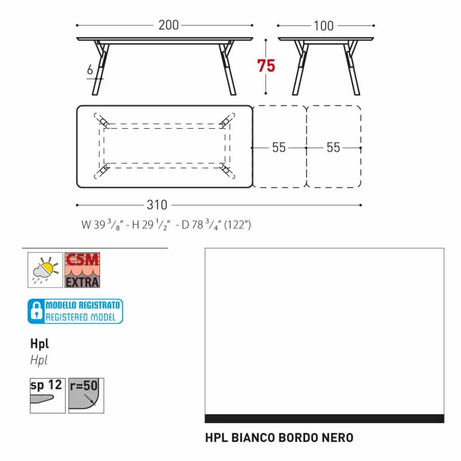 Varaschin Link-Garten Anschiebetisch mit Teakholz Beinen, H75 cm Viadurini
