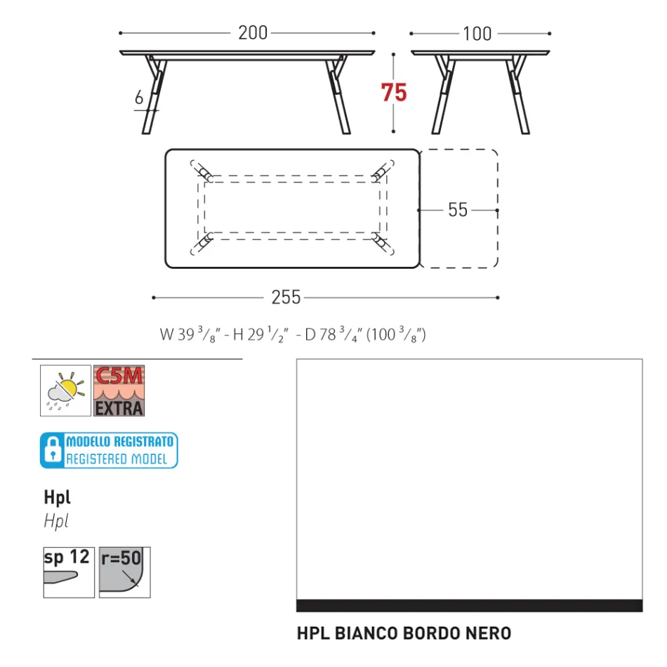 Varaschin Link moderner ausziehbarer Gartentisch, H 73,2 cm Viadurini