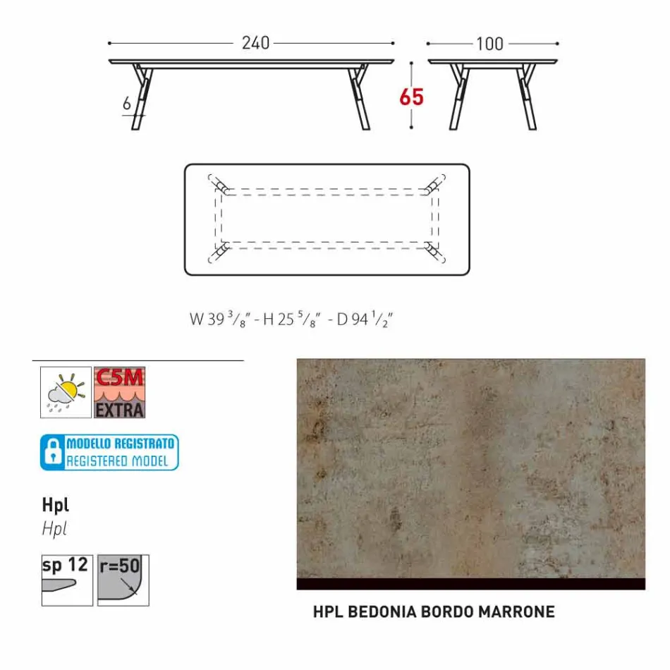 Varaschin Link-Gartentisch mit Teakholz Beinen, H 65 cm Viadurini