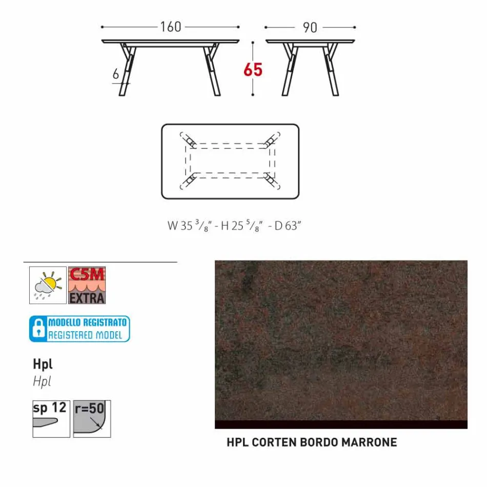 Varaschin Link-Gartentisch mit Teakholz Beinen, H 65 cm Viadurini